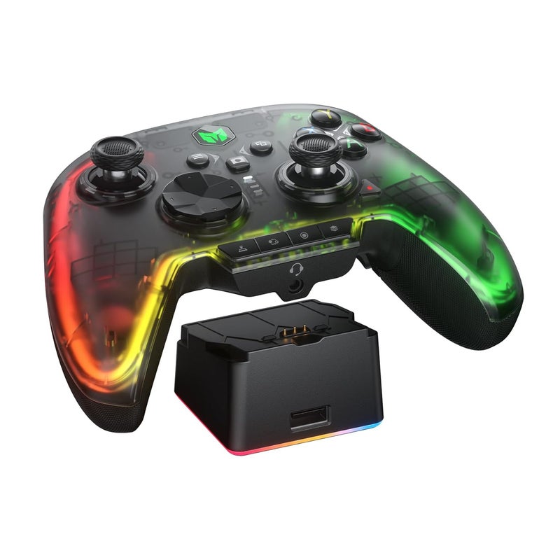 BIGBIG WON PC Controller, Wireless Controller Motion Control, Hall Trigger, ALPS Joystick, 3.5mm Audio, Gaming Controller for PC Windows/Android/iOS/Switch Pro Controller (Rainbow 2 Pro&Charging Dock) - Image 1